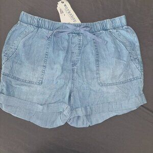 Workshop Republic Blue 100% Tencel Lyocell Drawstring Waist Cuffed Shorts Size M